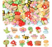 DTOFOOT 60 Pcs Spring Resin Charms Set, Mini Floral Nature Decor Flower Accessories Miniature for Crafts, Vase Filler, and Seasonal Displays