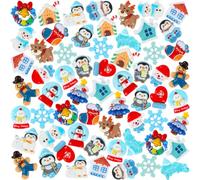 DTOFOOT 60 Pcs Winter Resin Flatback Charms Mini Christmas Figurines Craft | Tiny,Ornaments,for Fairy Garden Landscape Snow Globes Home Decor,Penguin, Snowman, Snow, Christmas Tree, Snow house Pattern