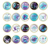DTOFOOT 60Pcs Suicide Prevention Awareness Buttons Teal Purple Ribbon Enamel Brooch Pins for Suicide Prevention Support Statement World Suicide Prevention Day Hope Faith Lapel Badges Items Bulk