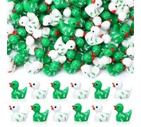 DTOFOOT 80 Pack Green Ribbon Resin Ducks, Mini Mental Health Awareness Ducks, Tiny Duck Figurines for Desk Decor DIY Fairy Gardens Spreading Hope Party Favors Activities