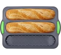 DtosbvOQ Silicone Baguette Mould, Non-Stick Baguette Baking Tray, Loaf Bread Mould, Baguette Bread Mould, Baguette Baking Tray, Baguette Mould, Long Three Slot Baguette Mould for Baking
