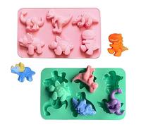 Dtoterul Dino Cake Mould Pack of 2 Silicone Baking Moulds Dinosaur 3D Silicone Mould Baking Chocolate Mould Silicone Dinosaur Mini Muffin Cases for Jelly Cake Ice Cubes