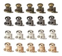 Dtoterul Leather Rivets Pack of 100 Button Rivets Solid Button Round Head Hollow Rivets 6 mm Button Buttons Button Screw Stud Mushroom Head Screws with Round Impact Double Cap for DIY Crafts Leather