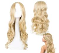 Dtoterul Long Wavy Blonde Wig for Women and Girls, Blonde Wig Long Curls, Fancy Dress Wig Women's Blonde, 28 Inches / 70 cm, Suitable for Everyday Life, Cosplay, Halloween, Carnival