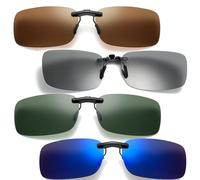 Dtoterul Pack of 4 Sunglasses Clip, Clip-On Sunglasses, Sunglasses Attachment for Glasses Wearers, Suitable for Men and Women (4 Colours), blue