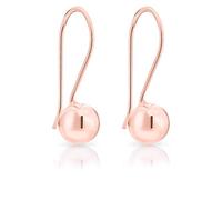 DTPSilver - 925 Sterling Silver and Rose Gold Plated 18K - Dangle Hook Ball Earrings 6 x 19 mm