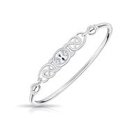 DTPsilver - 925 Sterling Silver Bangle/Bracelet - Trinity Knot - Celtic Collection - Cubic Zirconia