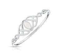 DTPsilver® 925 Sterling Silver Bangle/Bracelet - Trinity Knot - Celtic Collection - Moonstone
