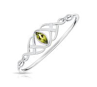 DTPsilver® 925 Sterling Silver Bangle/Bracelet - Trinity Knot - Celtic Collection - Peridot