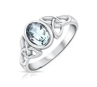 DTPsilver® 925 Sterling Silver Celtic Knot Ring with Natural Amethyst, Peridot, Moonstone, Blue Topaz, Garnet - Trinity Knot for Women