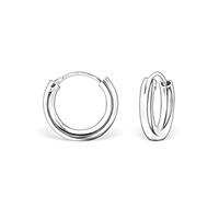 DTPSilver - 925 Sterling Silver Medium/Large size Hoops/Sleepers/Creole Earrings - Thickness 3 mm - Diameter 14 mm