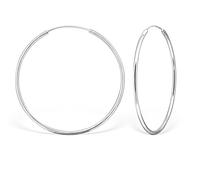 DTPSilver - 925 Sterling Silver Medium/Large size Hoops/Sleepers/Creole Earrings - Thickness 3 mm - Diameter 50 mm