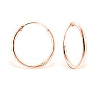 DTPSilver - 925 Sterling Silver Rose Gold Plated Medium/Large size Hoops/Sleepers/Creole Earrings - Thickness 3 mm - Diameter 40 mm