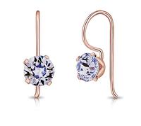 DTPSilver - 925 Sterling Silver Rose Gold Plated Round Fixed Hook Earrings made with Glittering Crystals from Swarovski® Elements - Diameter: 6 mm - Colour : Provence Lavender
