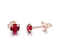 DTPSilver - 925 Sterling Silver Rose Gold plated Round SMALL Stud Earrings made with Glittering Crystals from Swarovski® Elements - Diameter: 4 mm - Colour : Ruby