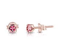 DTPSilver - 925 Sterling Silver Rose Gold plated Round SMALL Stud Earrings made with Glittering Crystals from Swarovski® Elements - Diameter: 4 mm - Colour : Light Rose