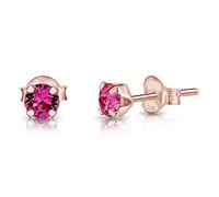 DTPSilver - 925 Sterling Silver Rose Gold plated Round SMALL Stud Earrings made with Glittering Crystals from Swarovski® Elements - Diameter: 4 mm - Colour : Rose