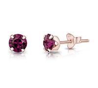 DTPSilver - 925 Sterling Silver Rose Gold plated Round SMALL Stud Earrings made with Glittering Crystals from Swarovski® Elements - Diameter: 5 mm - Colour : Purple Amethyst