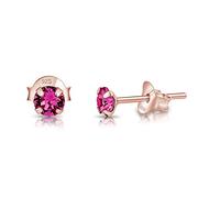 DTPSilver - 925 Sterling Silver Rose Gold plated Round SMALL Stud Earrings made with Glittering Crystals from Swarovski® Elements - Diameter: 4 mm - Colour : Rose