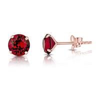 DTPSilver - 925 Sterling Silver Rose Gold Plated Round Stud Earrings made with Glittering Crystals from Swarovski® Elements - Diameter: 6 mm - Colour : Ruby
