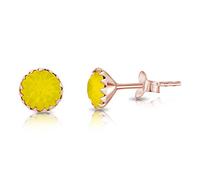 DTPSilver - 925 Sterling Silver Rose Gold Plated Round Stud Earrings made with Glittering Crystals from Swarovski® Elements - Diameter: 6 mm - Colour : Yellow Opal