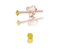 DTPSilver - 925 Sterling Silver Rose Gold plated Round TINY Stud Earrings made with Glittering Crystals from Swarovski® Elements - Diameter: 2 mm - Colour : Yellow Opal
