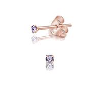 DTPSilver - 925 Sterling Silver Rose Gold plated Round TINY Stud Earrings made with Glittering Crystals from Swarovski® Elements - Diameter: 2 mm - Colour : Provence Lavender