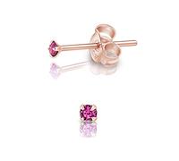 DTPSilver - 925 Sterling Silver Rose Gold plated Round TINY Stud Earrings made with Glittering Crystals from Swarovski® Elements - Diameter: 2 mm - Colour : Purple Amethyst