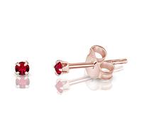 DTPSilver - 925 Sterling Silver Rose Gold plated Round TINY Stud Earrings made with Glittering Crystals from Swarovski® Elements - Diameter: 2 mm - Colour : Ruby