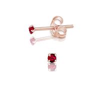 DTPSilver - 925 Sterling Silver Rose Gold plated Round TINY Stud Earrings made with Glittering Crystals from Swarovski® Elements - Diameter: 2 mm - Colour : Ruby