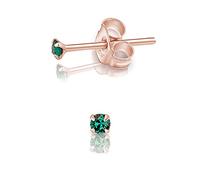 DTPSilver - 925 Sterling Silver Rose Gold plated Round TINY Stud Earrings made with Glittering Crystals from Swarovski® Elements - Diameter: 2 mm - Colour : Green Emerald