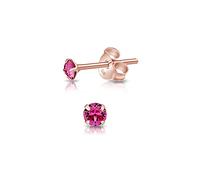 DTPSilver - 925 Sterling Silver Rose Gold plated Round TINY Stud Earrings made with Glittering Crystals from Swarovski® Elements - Diameter: 3 mm - Colour : Rose