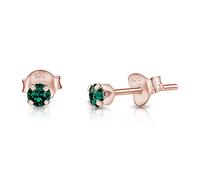 DTPSilver - 925 Sterling Silver Rose Gold plated * TINY * Round Stud Earrings made with Glittering Crystals from Swarovski® Elements - Diameter: 3 mm - Many Colours to choose from