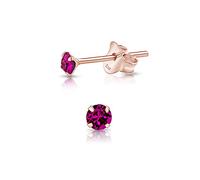 DTPSilver - 925 Sterling Silver Rose Gold plated * TINY * Round Stud Earrings made with Glittering Crystals from Swarovski® Elements - Diameter: 3 mm - Many Colours to choose from