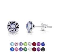 DTPSilver - 925 Sterling Silver Round Stud Earrings made with Glittering Crystals from Swarovski® Elements - Diameter: 6 mm - Colour : Provence Lavender