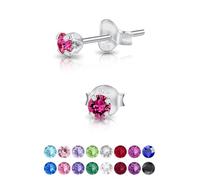 DTPSilver - 925 Sterling Silver Round TINY Stud Earrings made with Glittering Crystals from Swarovski® Elements - Diameter: 3 mm - Colour : Rose