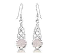 DTPsilver® 925 Sterling Silver Trinity Knot Earrings - Drop Hook Earrings - Silver Dangle Earrings - Celtic Knot Earrings Collection - Various Natural Gemstones