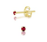 DTPSilver - 925 Sterling Silver Yellow Gold plated Round TINY Stud Earrings made with Glittering Crystals from Swarovski® Elements - Diameter: 2 mm - Colour : Ruby