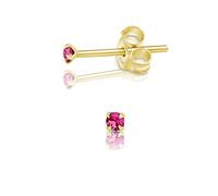 DTPSilver - 925 Sterling Silver Yellow Gold plated Round TINY Stud Earrings made with Glittering Crystals from Swarovski® Elements - Diameter: 2 mm - Colour : Rose