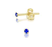 DTPSilver - 925 Sterling Silver Yellow Gold plated * TINY * Round Stud Earrings made with Glittering Crystals from Swarovski® Elements - Diameter: 2 mm - Many Colours to choose from