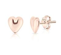 DTPsilver® SMALL 925 Sterling Silver Rose Gold Plated Studs Earrings - Heart Shape - Dimension: 6 x 7 mm