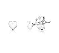 DTPsilver® SMALL 925 Sterling Silver Studs Earrings - Heart - Diameter: 3.5 mm