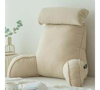DTREEL Reading Pillow,Lumbar Cushion,Cuddle Cushion,Backrest Support Pillow,Multifunctional Sofa And Bedside Cushion,Great For Bed Reading,Relaxing,Watching TV(B,75x40x50CM (with headrest))