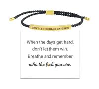 DTREELS Dont Let The Hard Days Win Bracelet, Stainless Steel Handmade Engraved Inspirational Bracelet for Women To My Daughter, Adjustable Handmade Braided Bracelet, Best Friend Inspirational Jewelry
