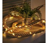 DTREELS - Natural Hemp Rope, Natural Brown Rope, Super Bright, Solar String Lights Outdoor, Waterproof, Natural Hemp Rope, Suitable for Gazebos, Columns, Trees