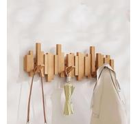 DTREELS Natural Wood Wall Mounted Coat Rack, Natural Wood Wall Mounted Piano Coat Rack, Flip Down Wall Hook Rack, Entryway Wall Art Hook, for Hanging in Entryway, Bathroom, Home Office