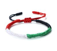 DTREELS Palestine Bracelet, Palestinian Flag Braided Bracelet, Handmade Wove Adjustable Green Rope Black Red White Jewelry Wristband