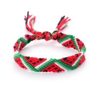 DTREELS Palestinian Flag Watermelon Bracelet,red Green White Rope Braided Wrist Wrap Bracelet Wristband,country Flag Code Bracelet,hand-woven Bracelet Adjustable,for Women Man Bracelet, Metal, No