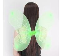 DTrendz Assorted Fairy Wings Butterfly Wings Glitter Mesh Net Costume Accessory Adult Kids for Fancy Dress Up Birthday Halloween Masquerade Xmas Nativity Play (Lime Green 50x45cm)