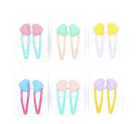 DTrendz - Pack of 6 Matt Heart Motif Sleepie - 5cm, Epoxy Matt Heart Motifs Hair Clip for Kids, Love Heart Multi - Coloured Heart Shape Clips, Fancy Hair Clips for Women
